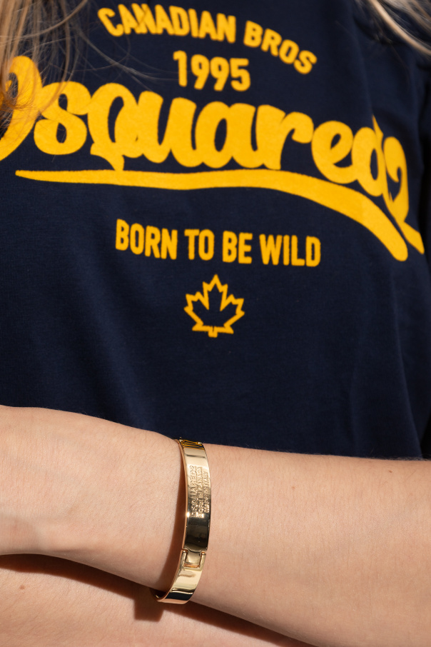 Dsquared2 Brazalete de latón con logotipo grabado