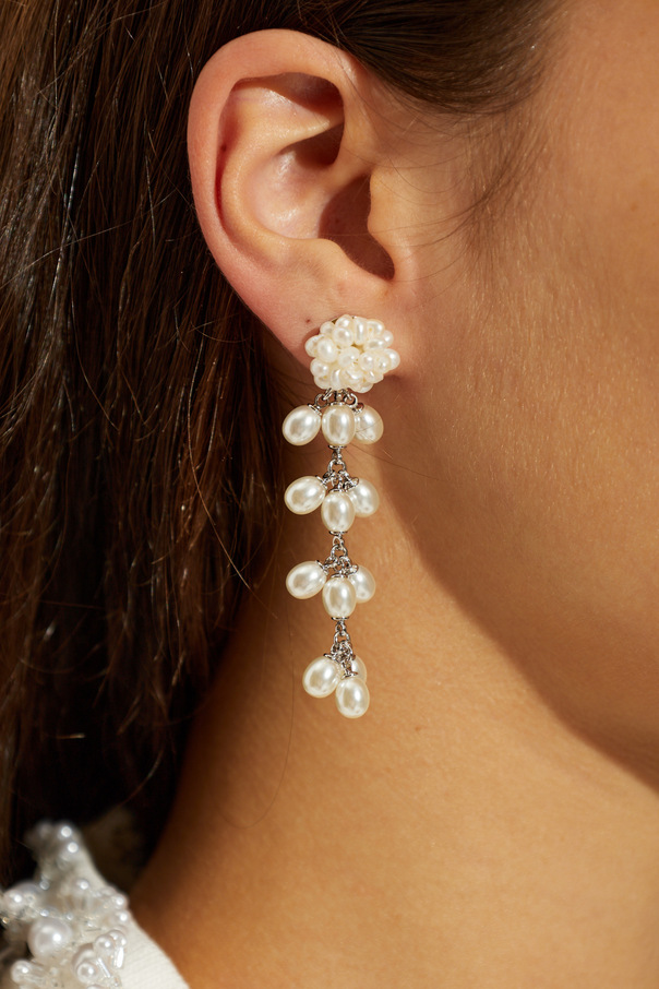 Self-Portrait Long earrings with glass pearls