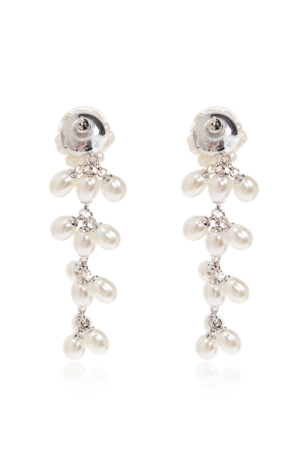 Self-Portrait Long earrings with glass pearls