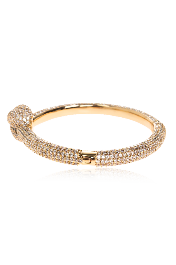 Self-Portrait Brass bracelet with shimmering crystals