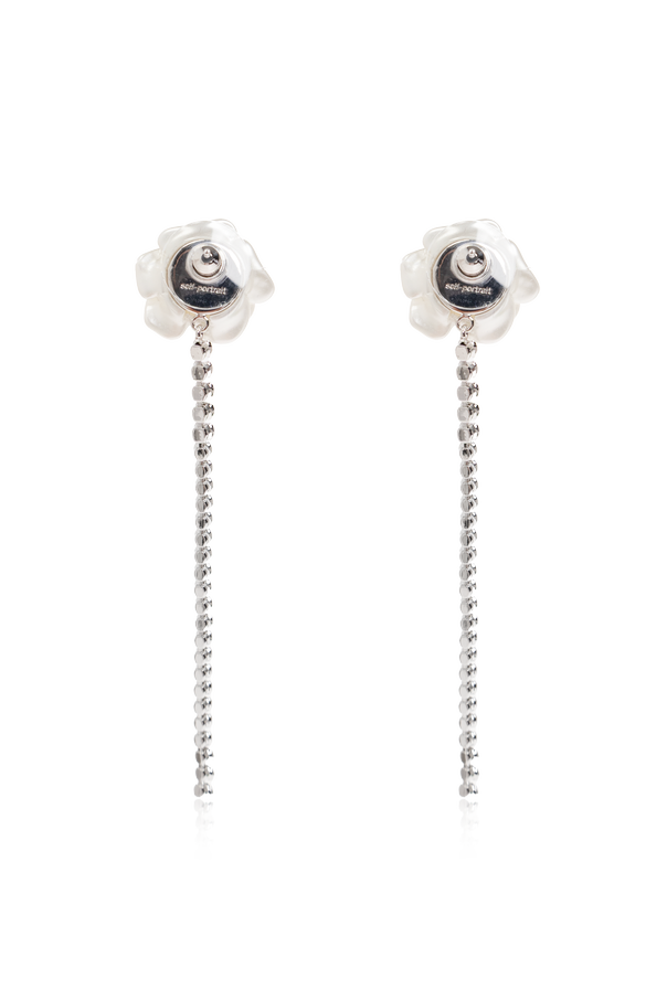 Self-Portrait Long earrings with shimmering crystals