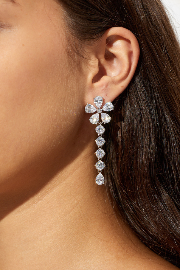 Self-Portrait Long earrings with shimmering crystals