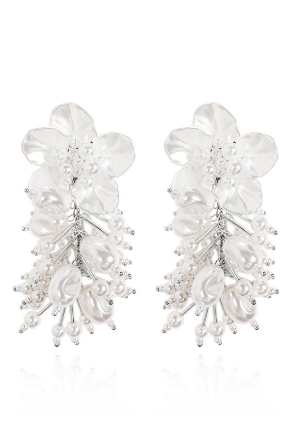 Self-Portrait Earrings with a pearly flower and beads