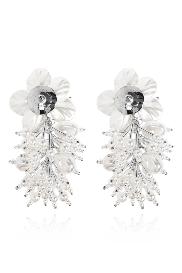 Self-Portrait Earrings with a pearly flower and beads