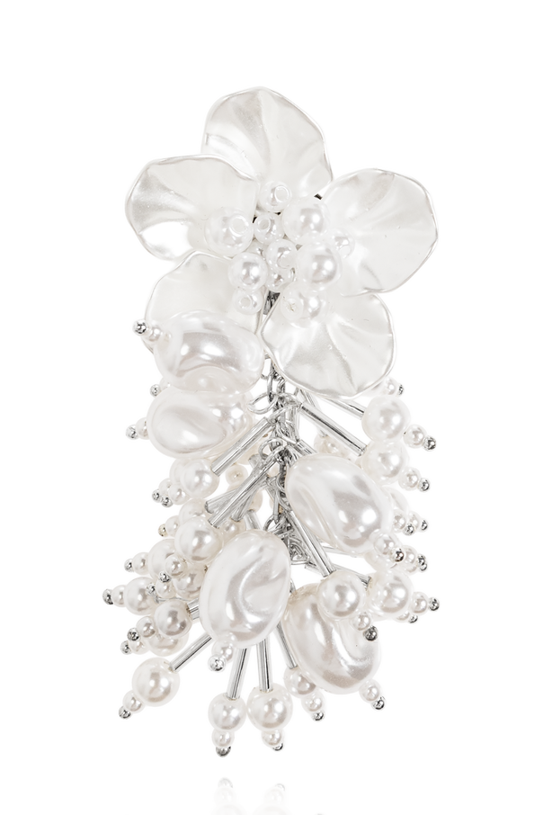 Self-Portrait Earrings with a pearly flower and beads