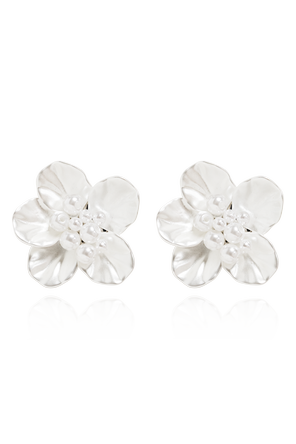 Brincos com flor perolada