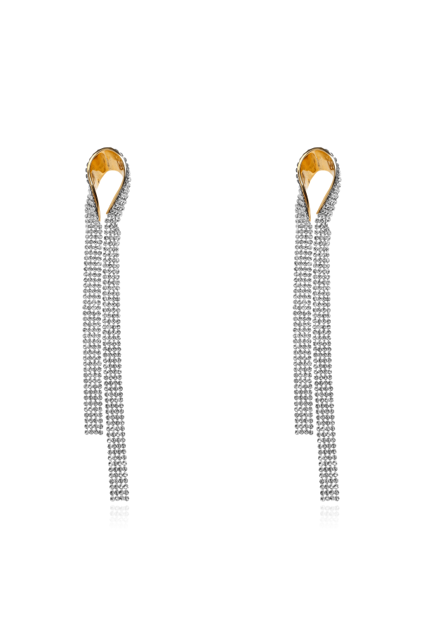 Long clip-on earrings with shimmering crystals od Lanvin