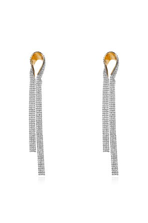 Long clip-on earrings with shimmering crystals od Lanvin