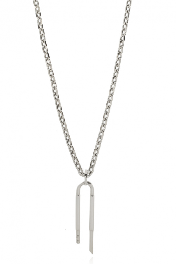 givenchy coat Brass necklace with  ‘U Lock’ pendant