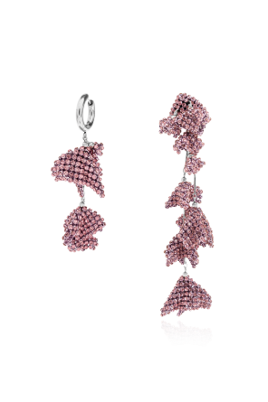 Asymmetric earrings with shimmering crystals