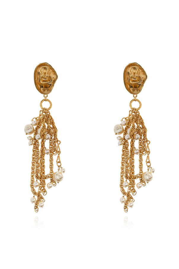 Chloé Long clip-on earrings with pearls
