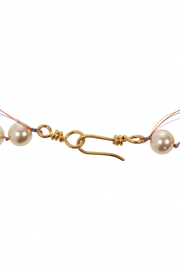marni stripe Glass-pearl necklace