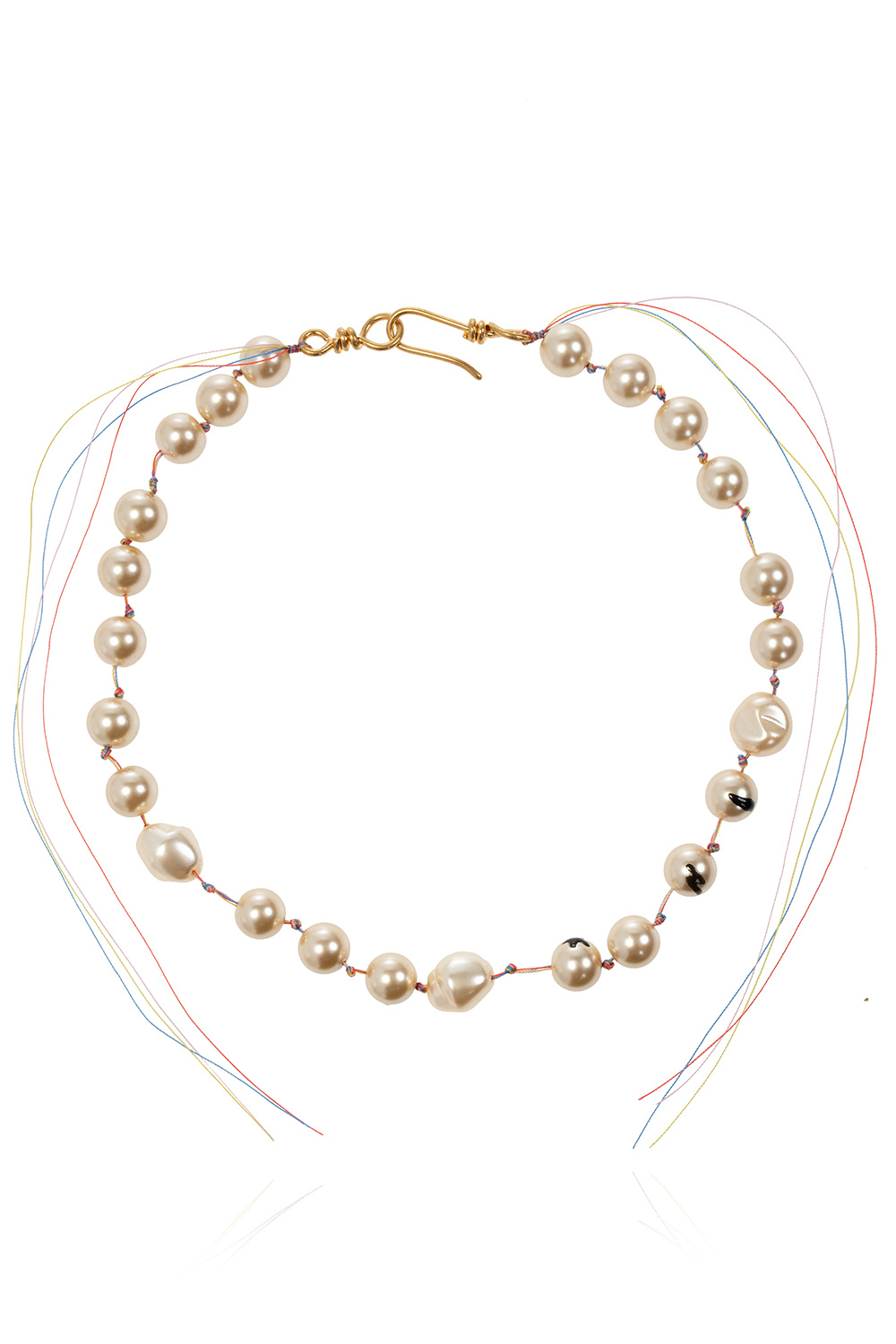 marni stripe Glass-pearl necklace