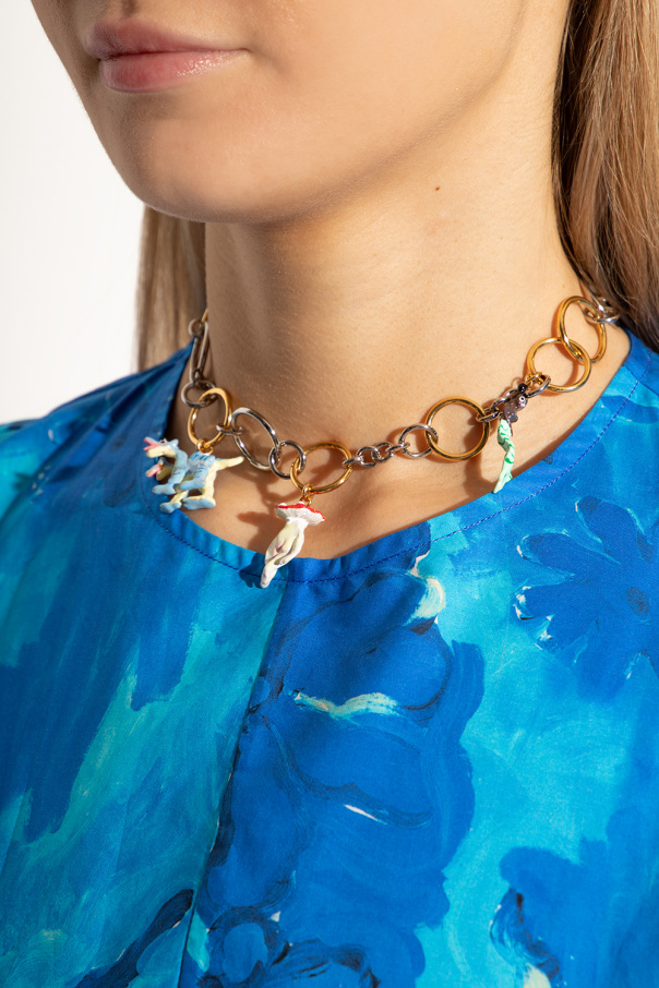 Marni TROPICALIA Brass necklace with charms