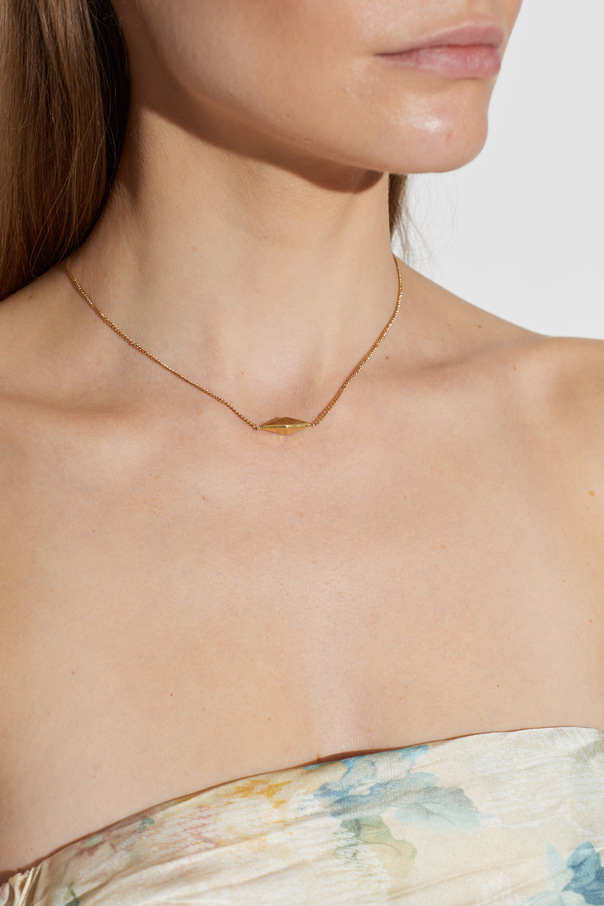 Jimmy Choo Gold-tone brass logo necklace