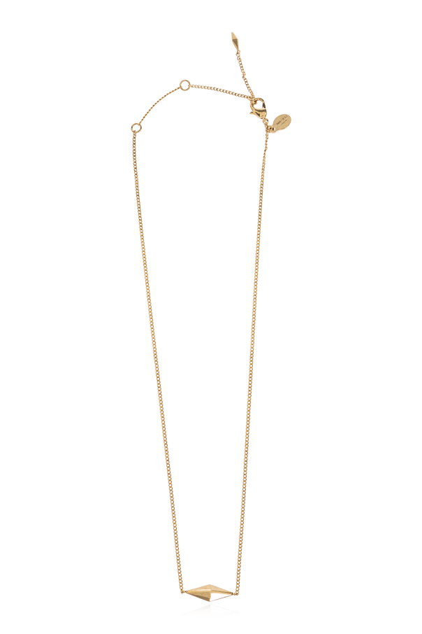 Jimmy Choo Gold-tone brass logo necklace