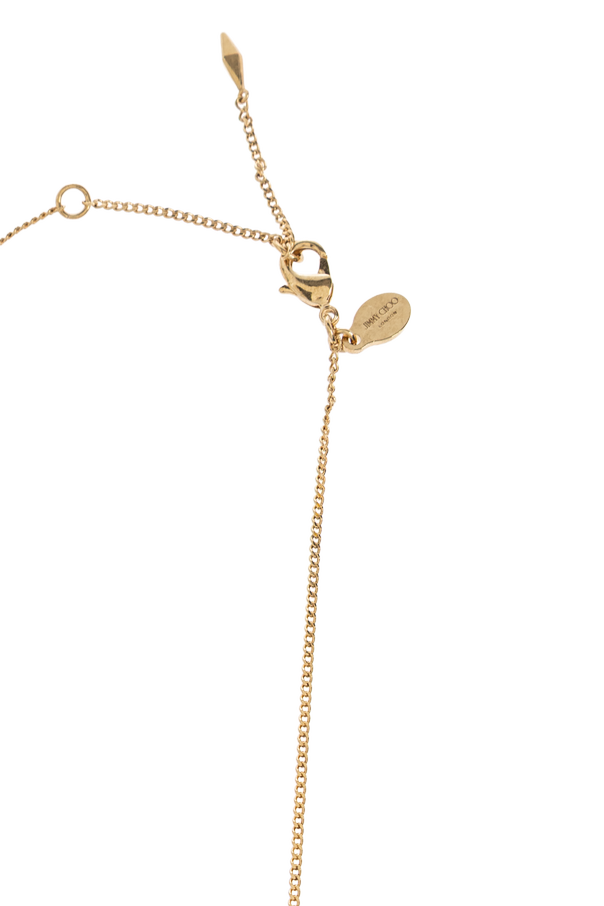 Jimmy Choo Gold-tone brass logo necklace