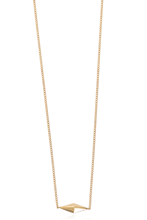Gold-tone brass logo necklace