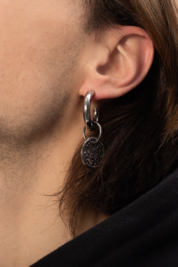Acne Studios Silver-tone earring from emblazoned with an engraved pendant