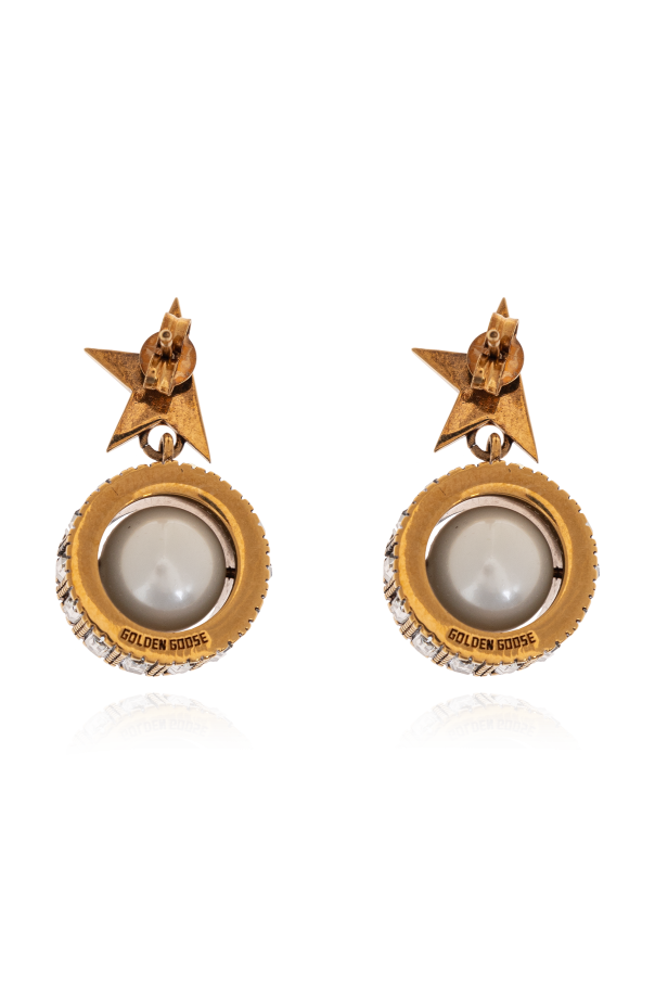 Golden Goose Earrings with shimmering crystals