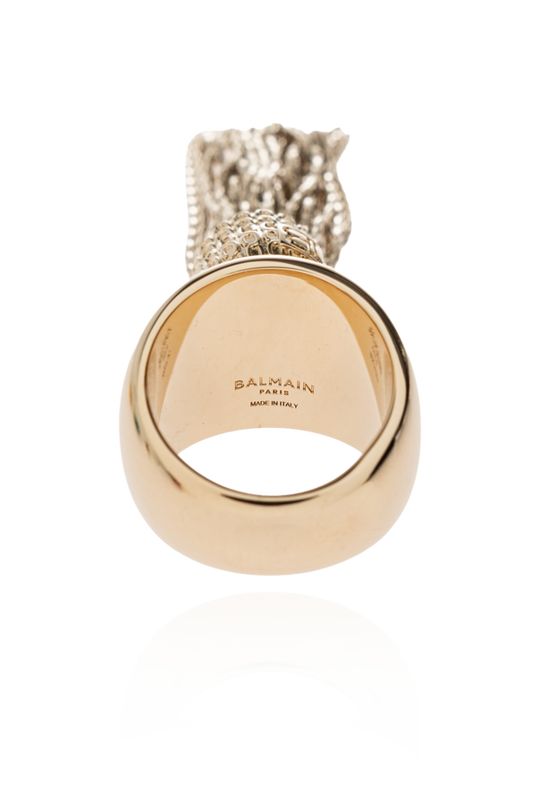Balmain Brass ring with a dangling charm