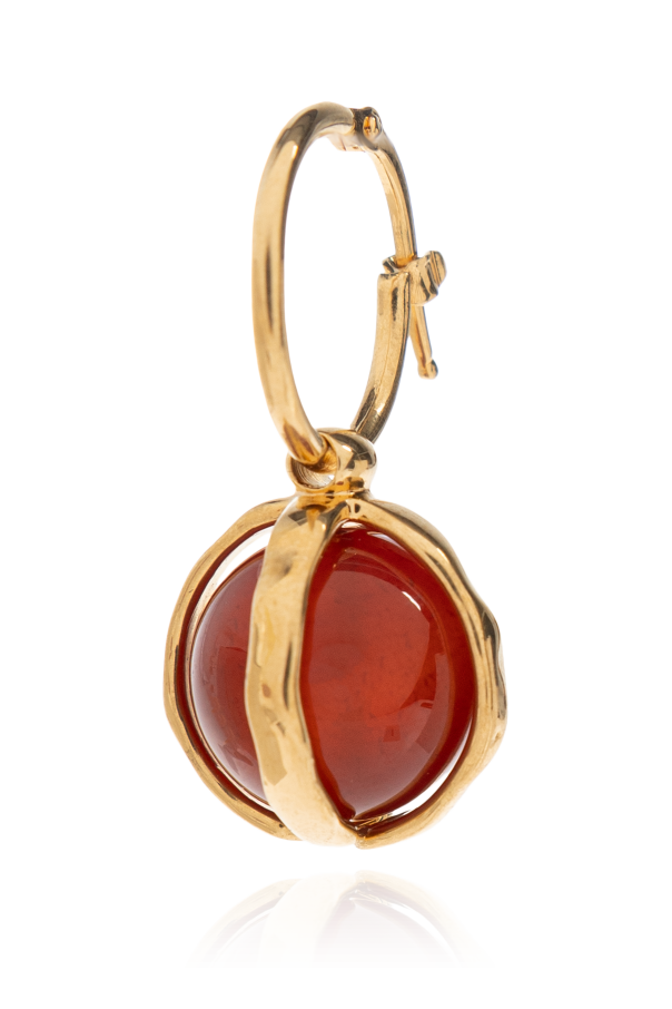 JIL SANDER Brass earrings with stone