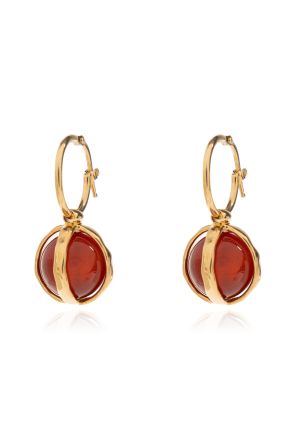 Brass earrings with stone