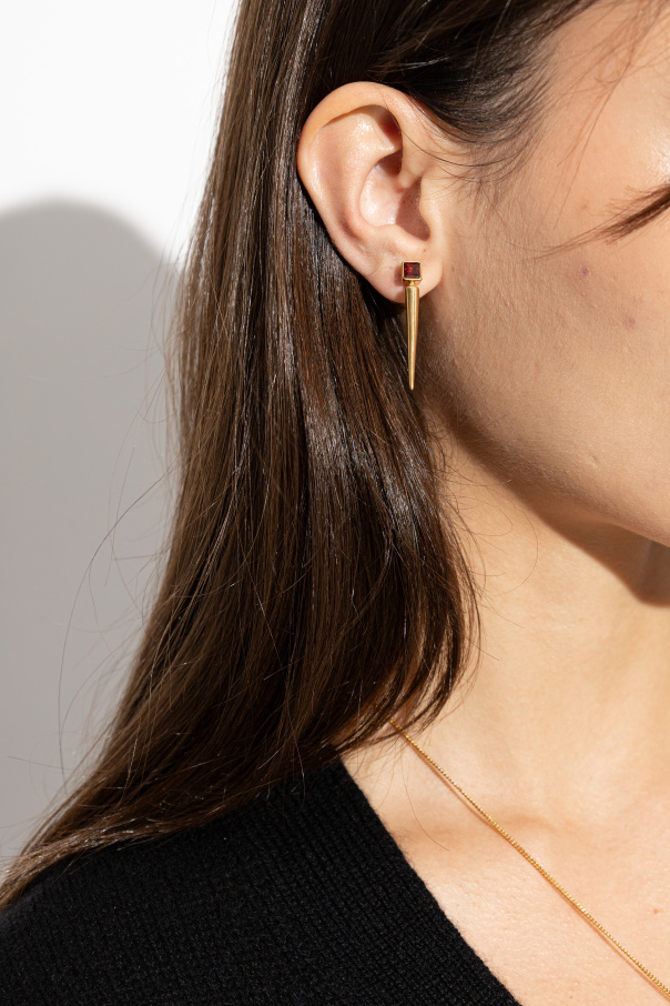 JIL SANDER Brass earrings with stone