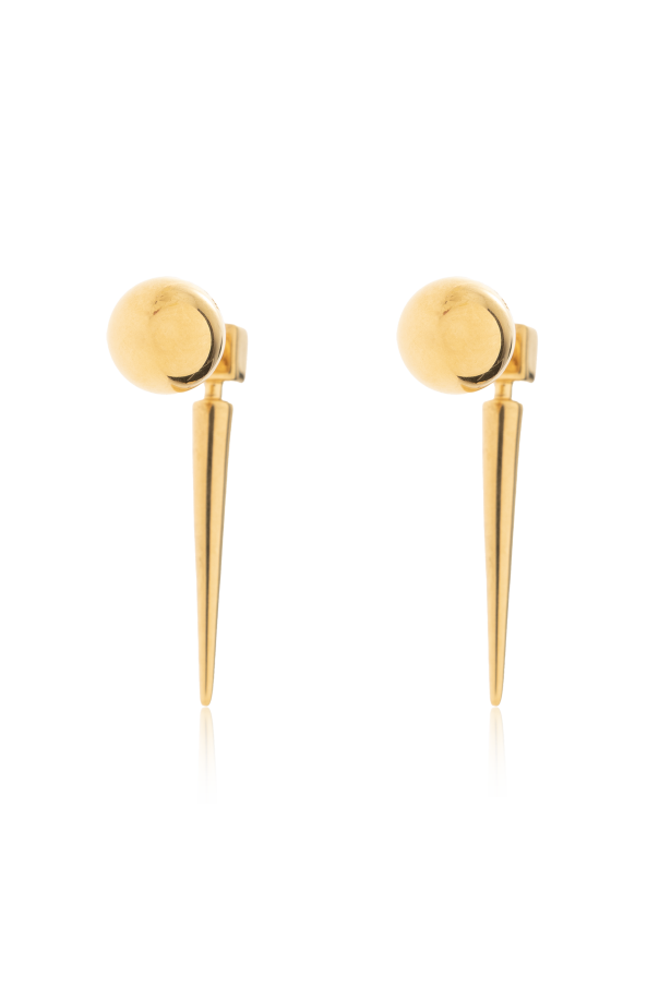 JIL SANDER Brass earrings with stone
