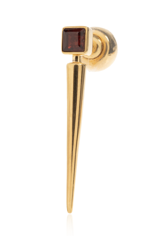 JIL SANDER Brass earrings with stone