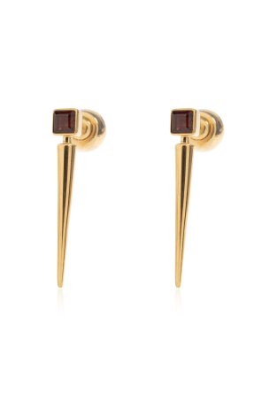 Brass earrings with stone