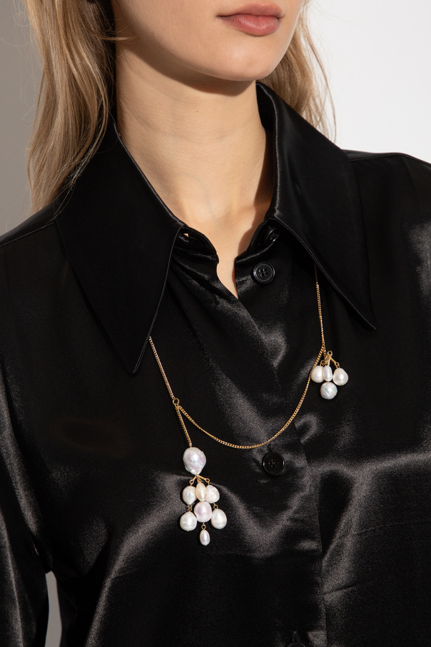 JIL SANDER Brass necklace with pearls
