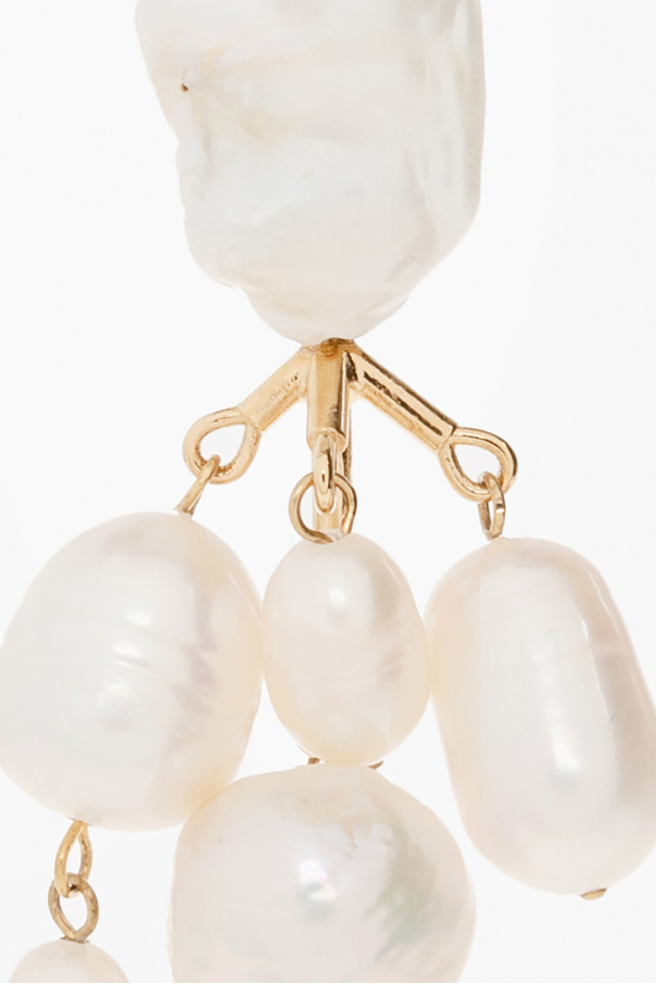 JIL SANDER Brass earrings with pearls