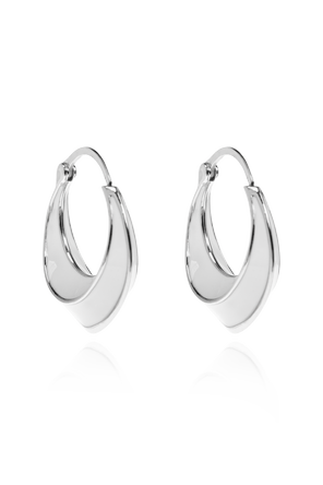 Sculpted Silver Hoop Earrings