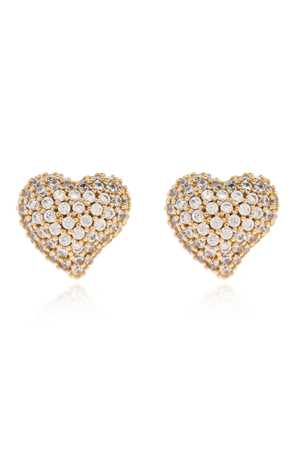 Heart-shaped earrings with sparkling crystals od Kate Spade