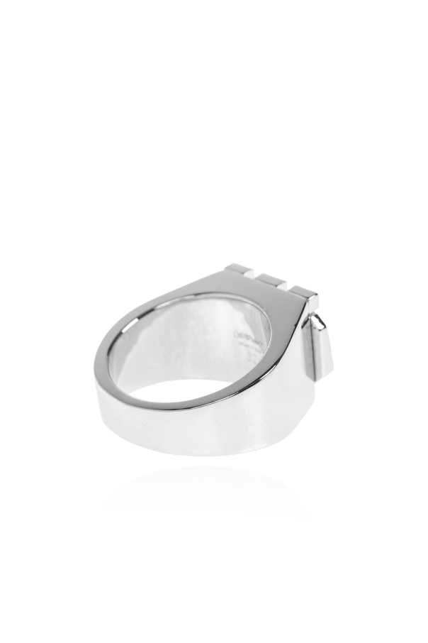Off-White Anillos de sello con cristales brillantes