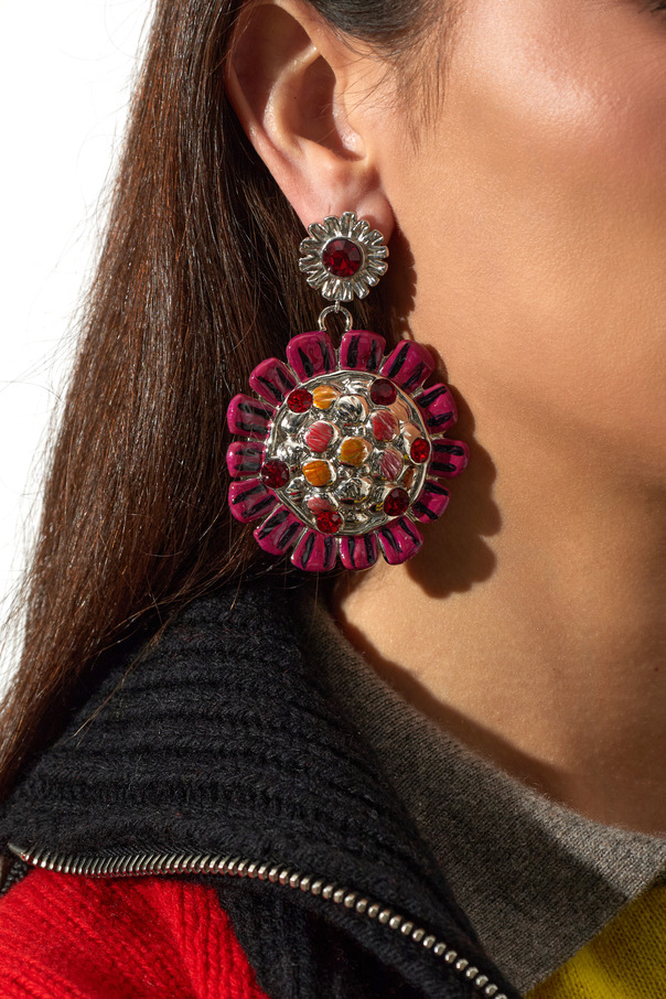 Marni Brass Floral Motif Earrings