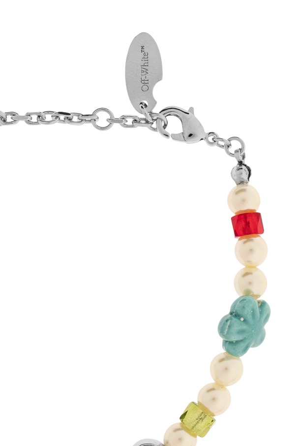Off-White Pulsera con perlas de vidrio