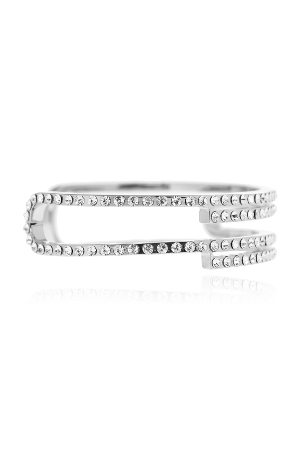 Off-White Messingarmband mit funkelnden Kristallen