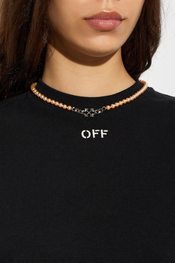 Off-White Short necklace with glass pearls