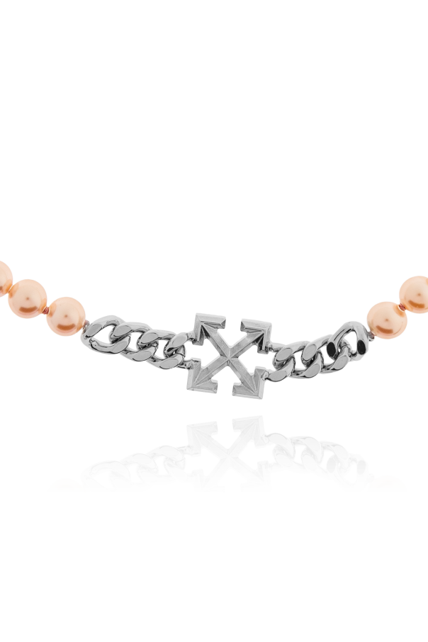 Off-White Short necklace with glass pearls