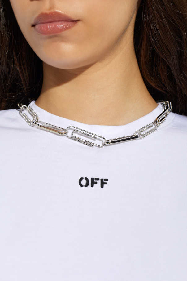 Off-White Kurze Halskette mit schimmernden Kristallen