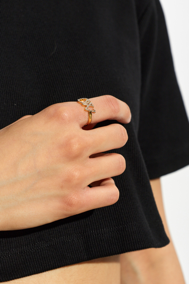 Off-White Ring with shimmering crystals