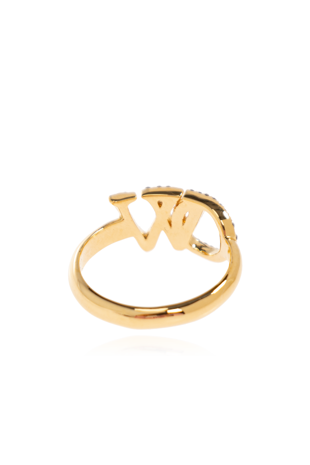 Off-White Ring with shimmering crystals