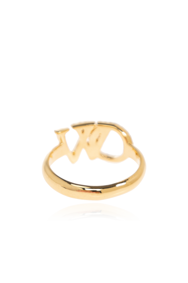 Off-White Ring with shimmering crystals