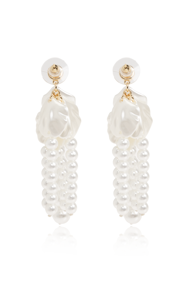Self-Portrait Long earrings with glass pearls