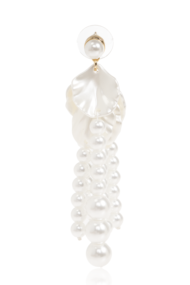 Self-Portrait Long earrings with glass pearls