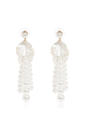 Pendientes largos con perlas de vidrio