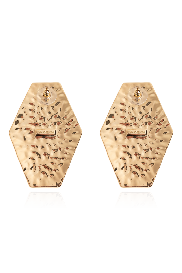 Self-Portrait Brass earrings with glass pearl