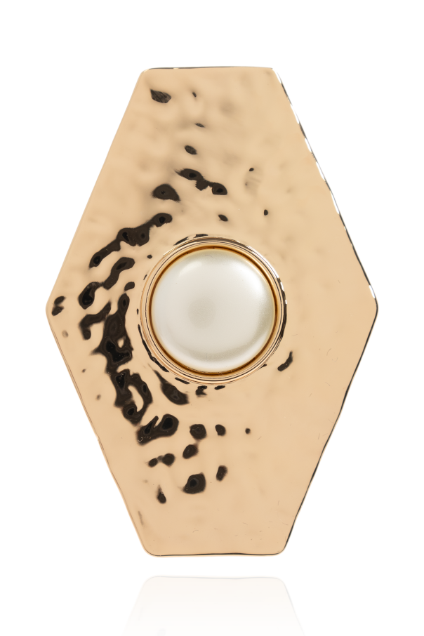 Self-Portrait Brass earrings with glass pearl